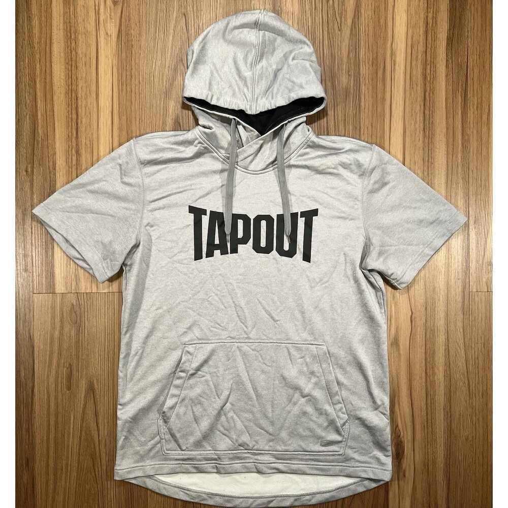 TapOut Hoodie Men’s Large Gray Short Sleeve Graphic Print MMA Training Gym